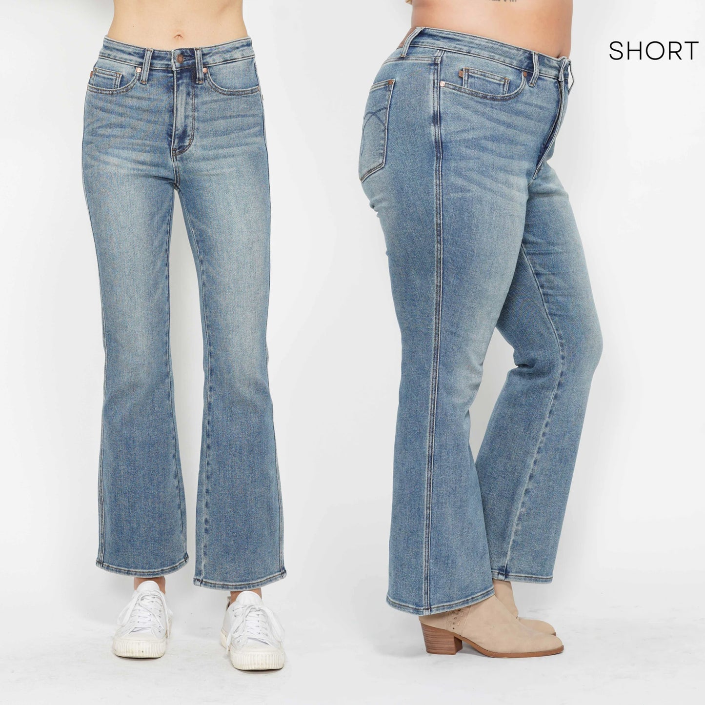 Judy Blue HW Tummy Control Back Pkt Embroidered Bootcut Jeans 88783