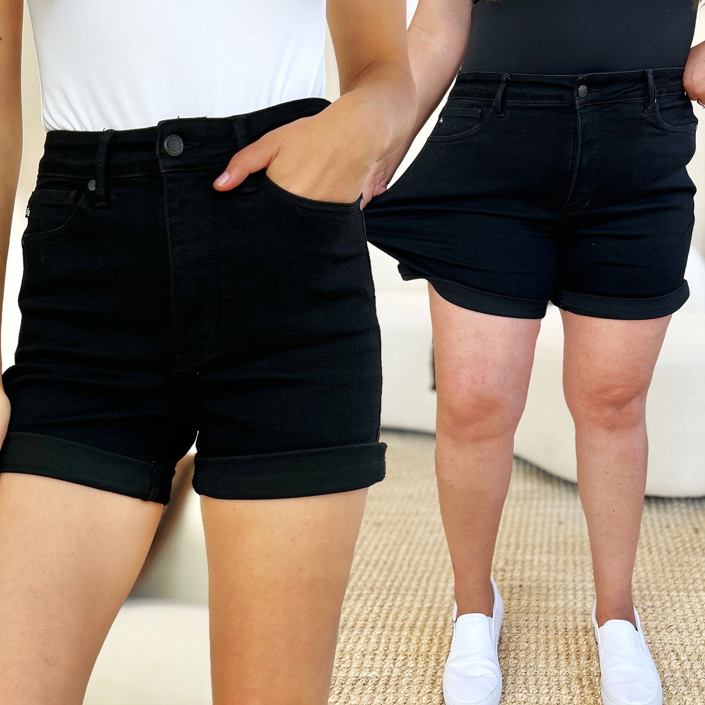 Judy Blue High Waist Tummy Control Cuffed Denim Shorts 150237