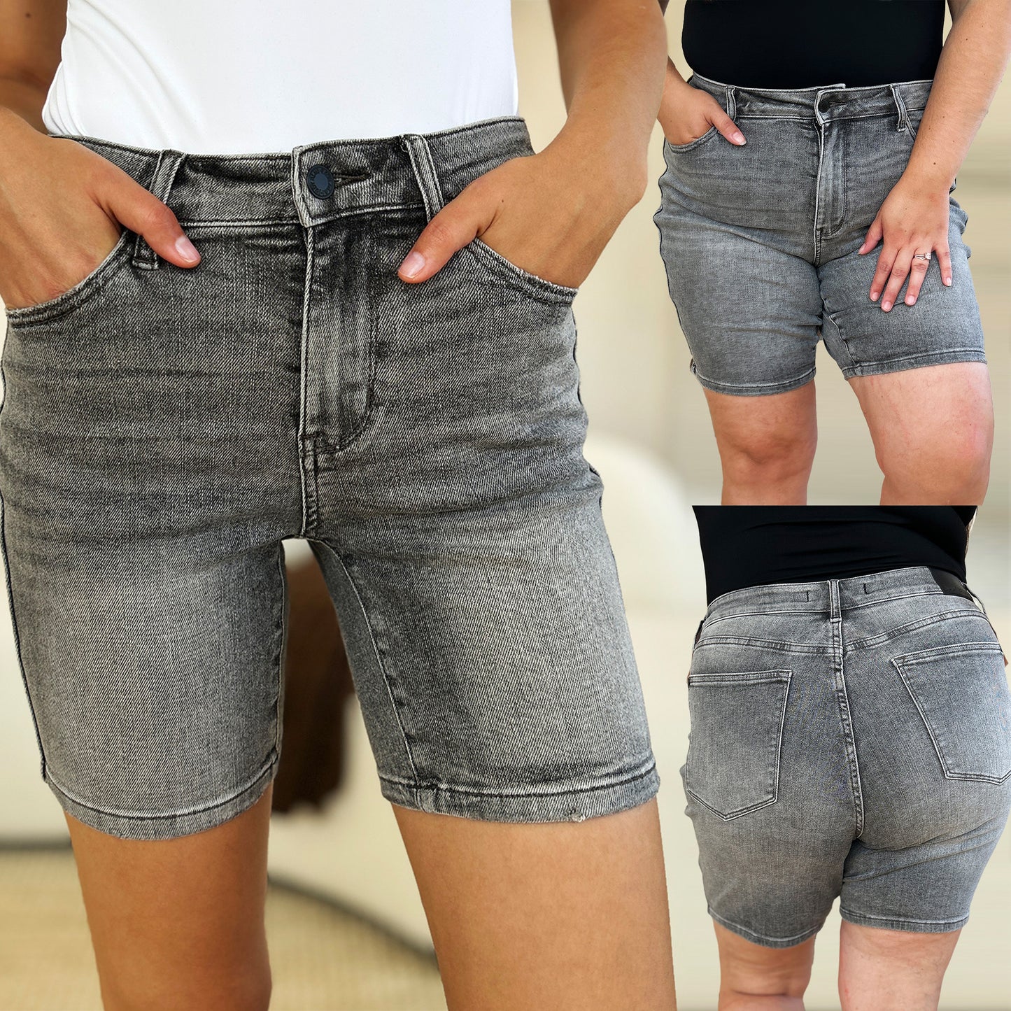 Judy Blue Full Size High Waist Washed Denim Shorts #150230