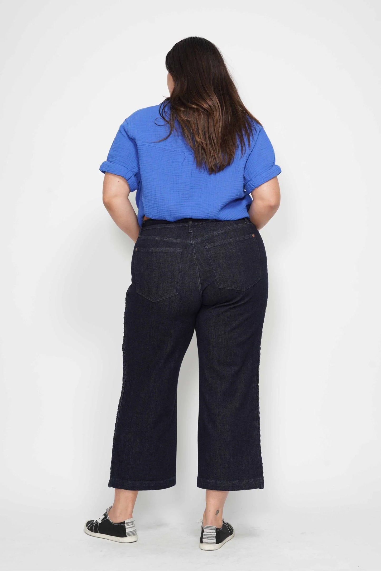 Judy Blue High Waist Side Seam Braid Detail Crop Wide Leg Jeans 88851