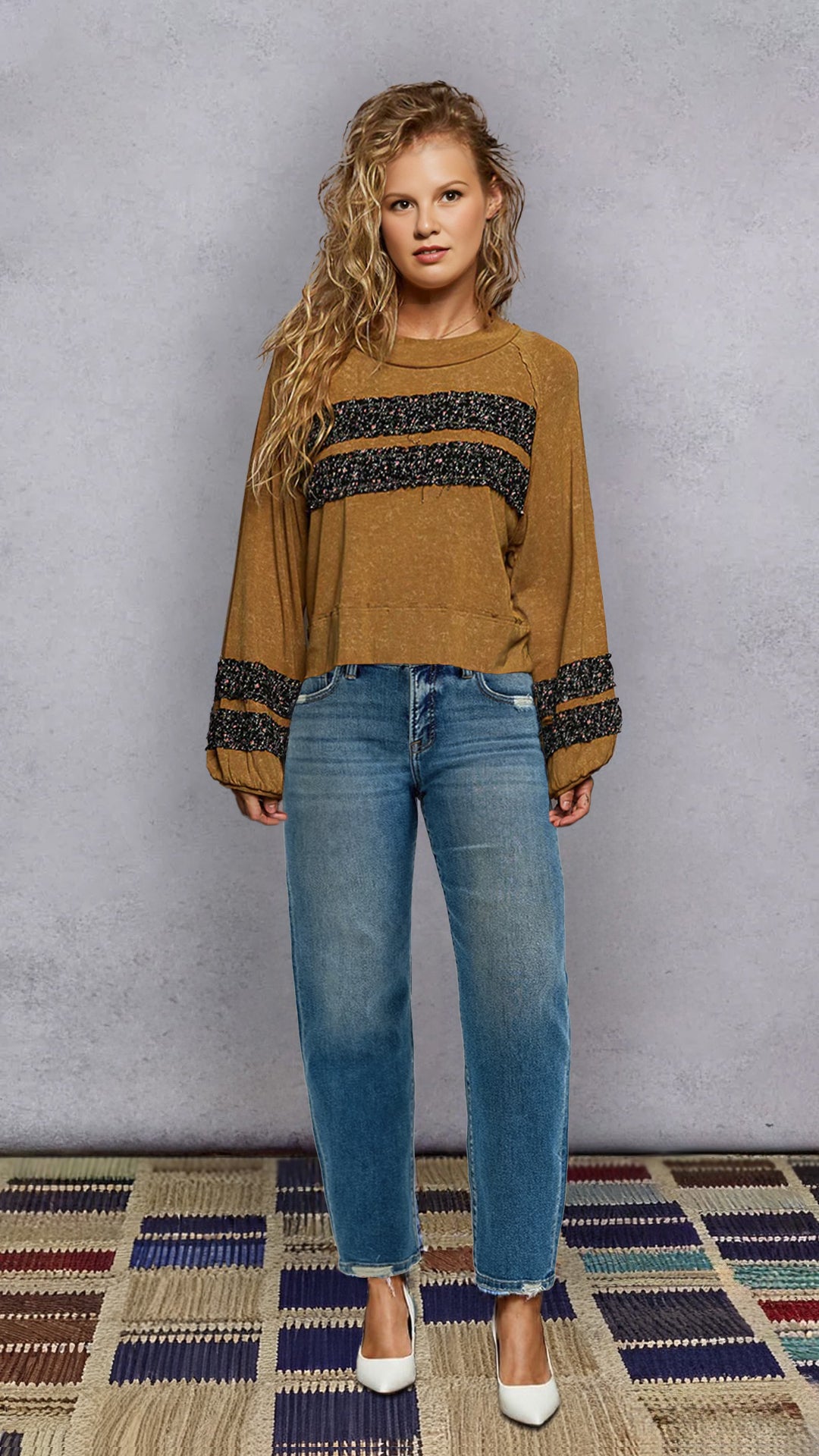 RISEN Tummy Control High Rise Ankle Slim Barrel Jeans