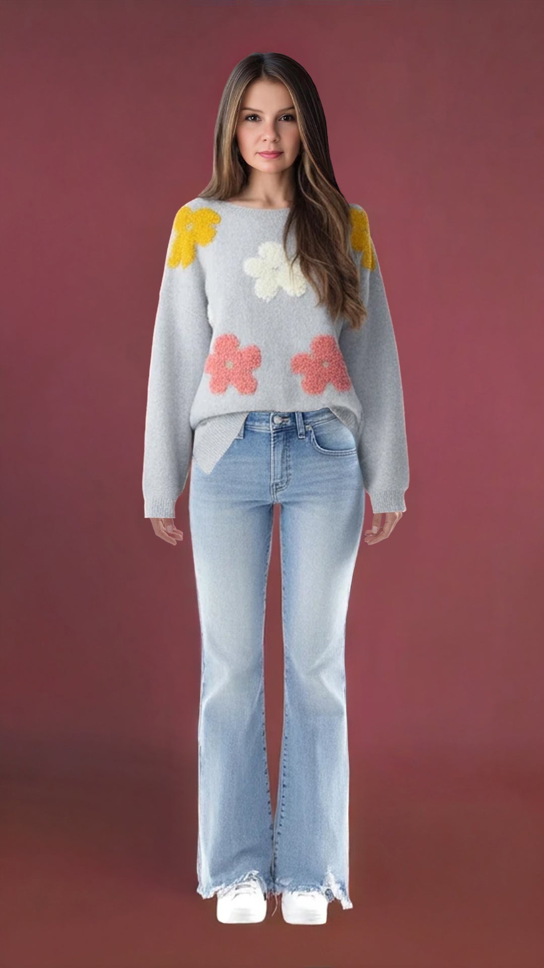 RISEN Full Size Tummy Control Mid Rise Flare Jeans with Fray Hem Detailed Plus