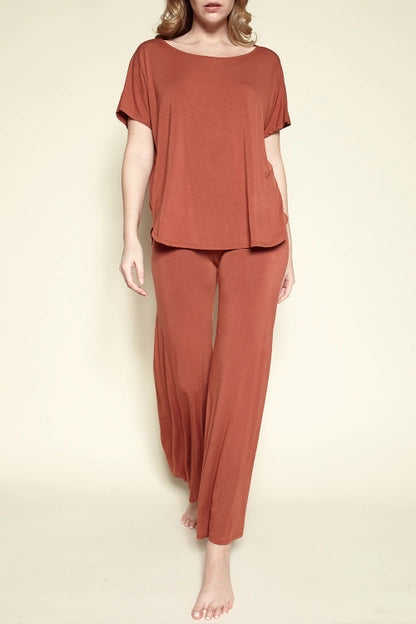 Studio Ko Organic Bamboo Lounge Set Casual Dolman Sleeve Top & Pants