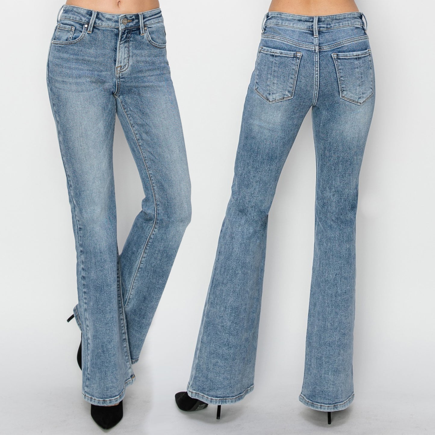 RISEN Mid Rise Basic Flare Jeans