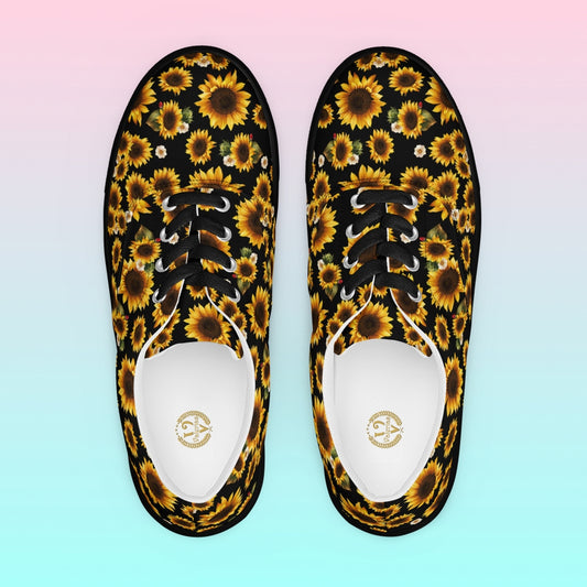 Women’s Sunflower Print Lace Up Canvas Sneakers