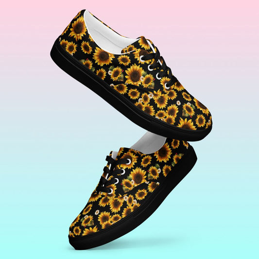 Women’s Sunflower Print Lace Up Canvas Sneakers