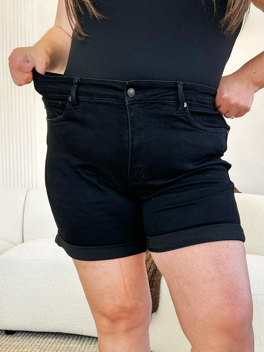 Judy Blue High Waist Tummy Control Cuffed Denim Shorts 150237