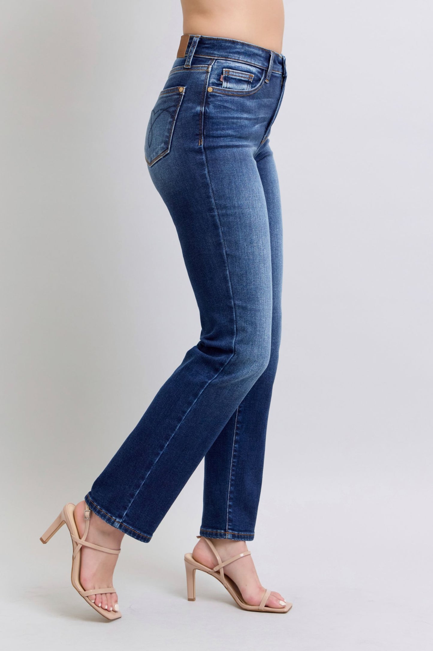 Judy Blue High Rise Vintage Wash Thermal Straight Leg Jeans #82631