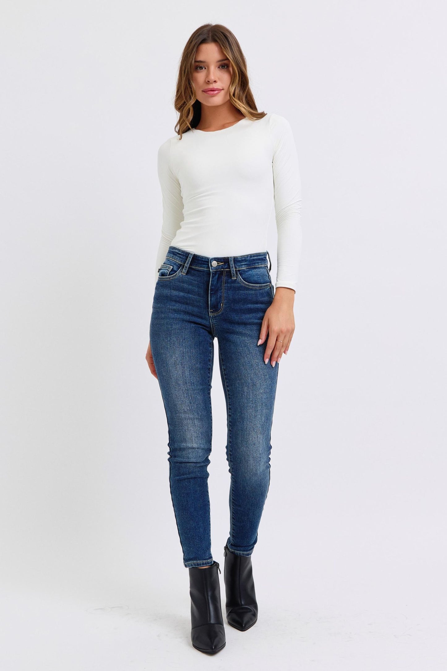 Judy Blue Mid Rise Thermal Skinny Denim Jeans #82639