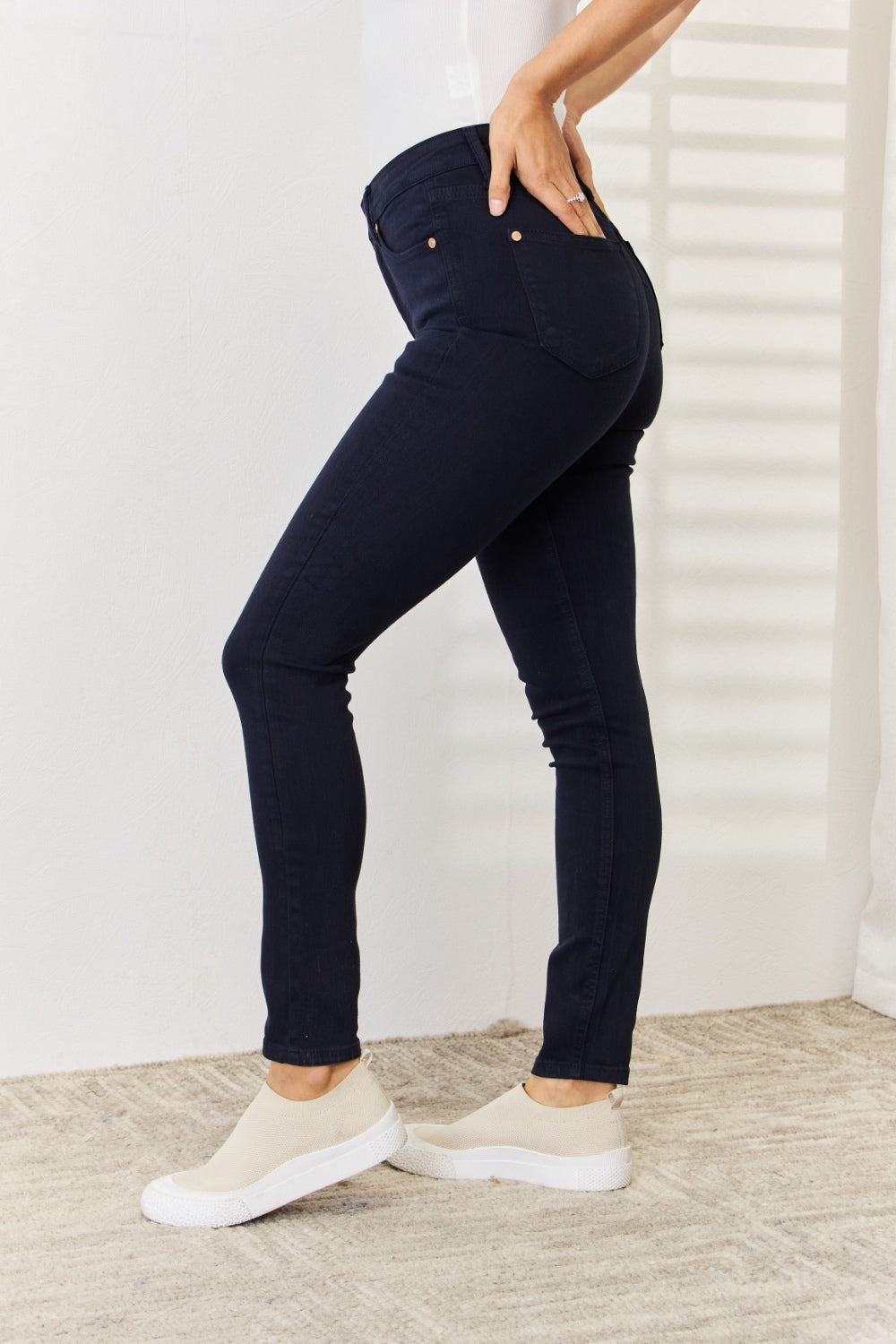 Judy Blue Navy Garment Dyed Tummy Control Skinny Jeans 88791