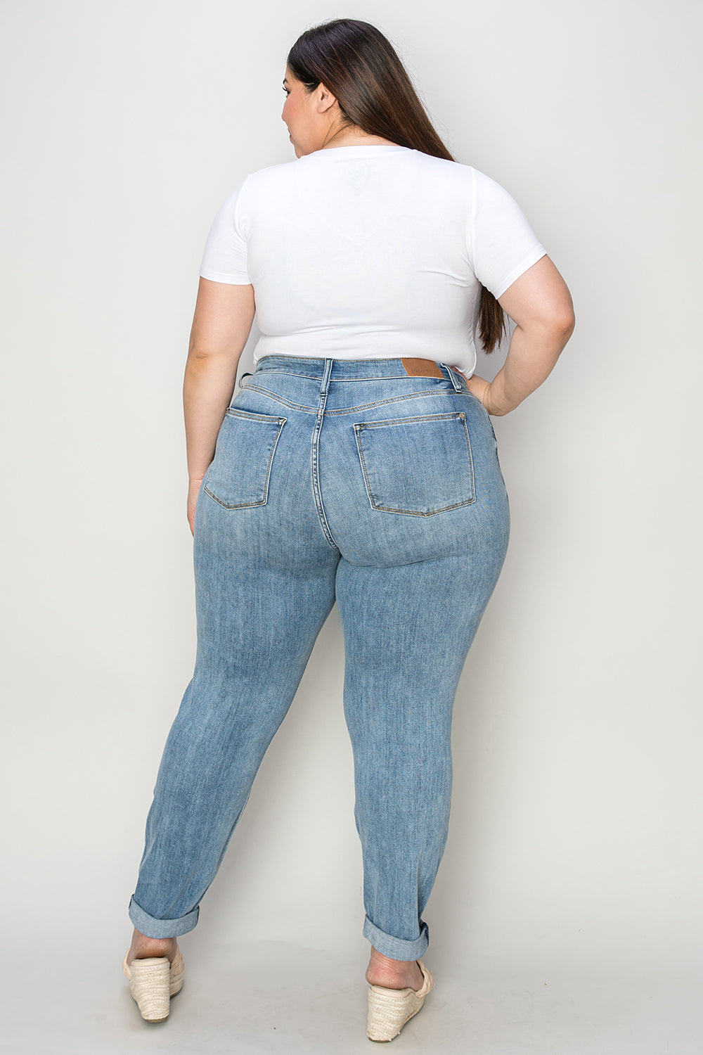 Judy Blue Mid Rise Cuffed Slim Denim Jeans #82441