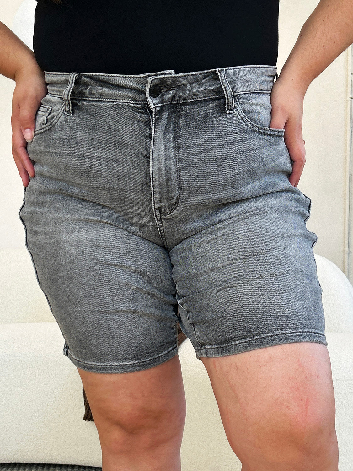 Judy Blue Full Size High Waist Washed Denim Shorts #150230