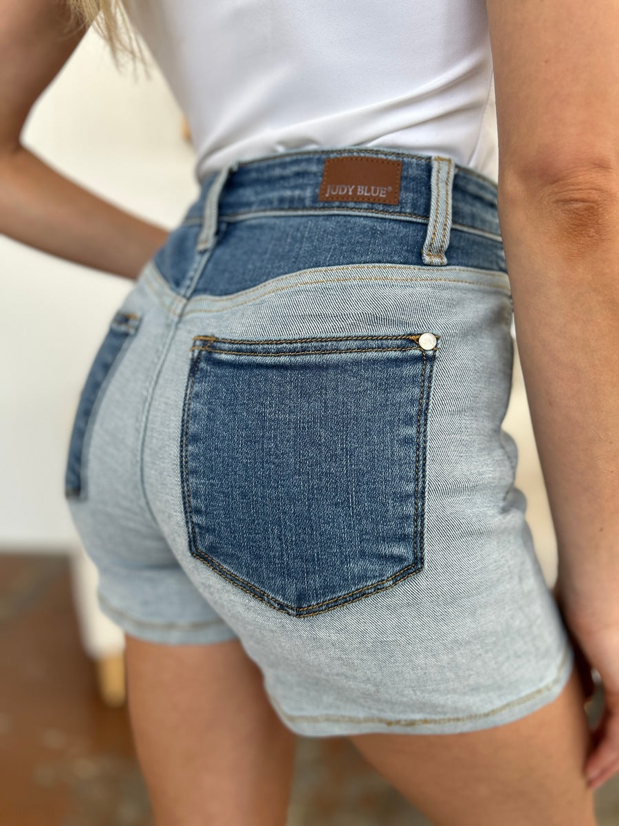 Judy Blue High Waist Color Block Denim Shorts #15256