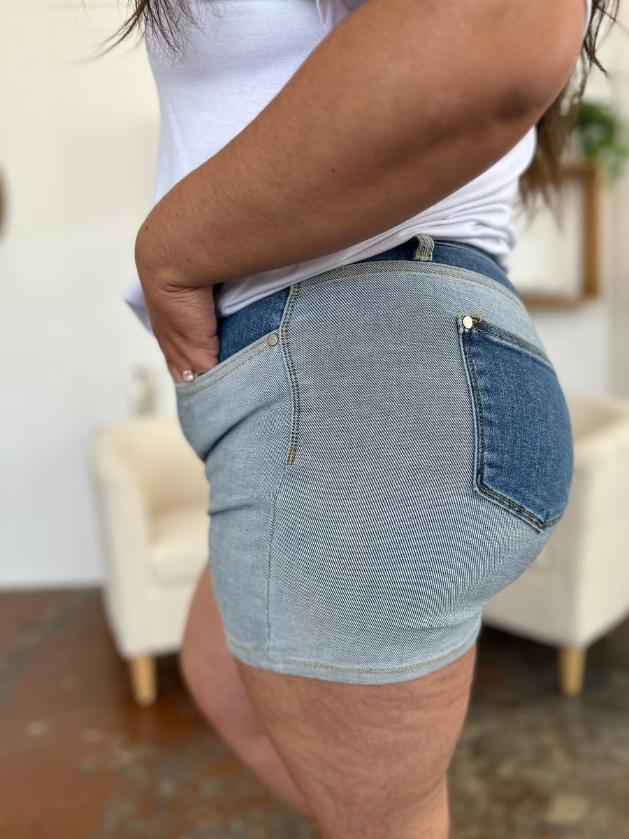 Judy Blue High Waist Color Block Denim Shorts #15256