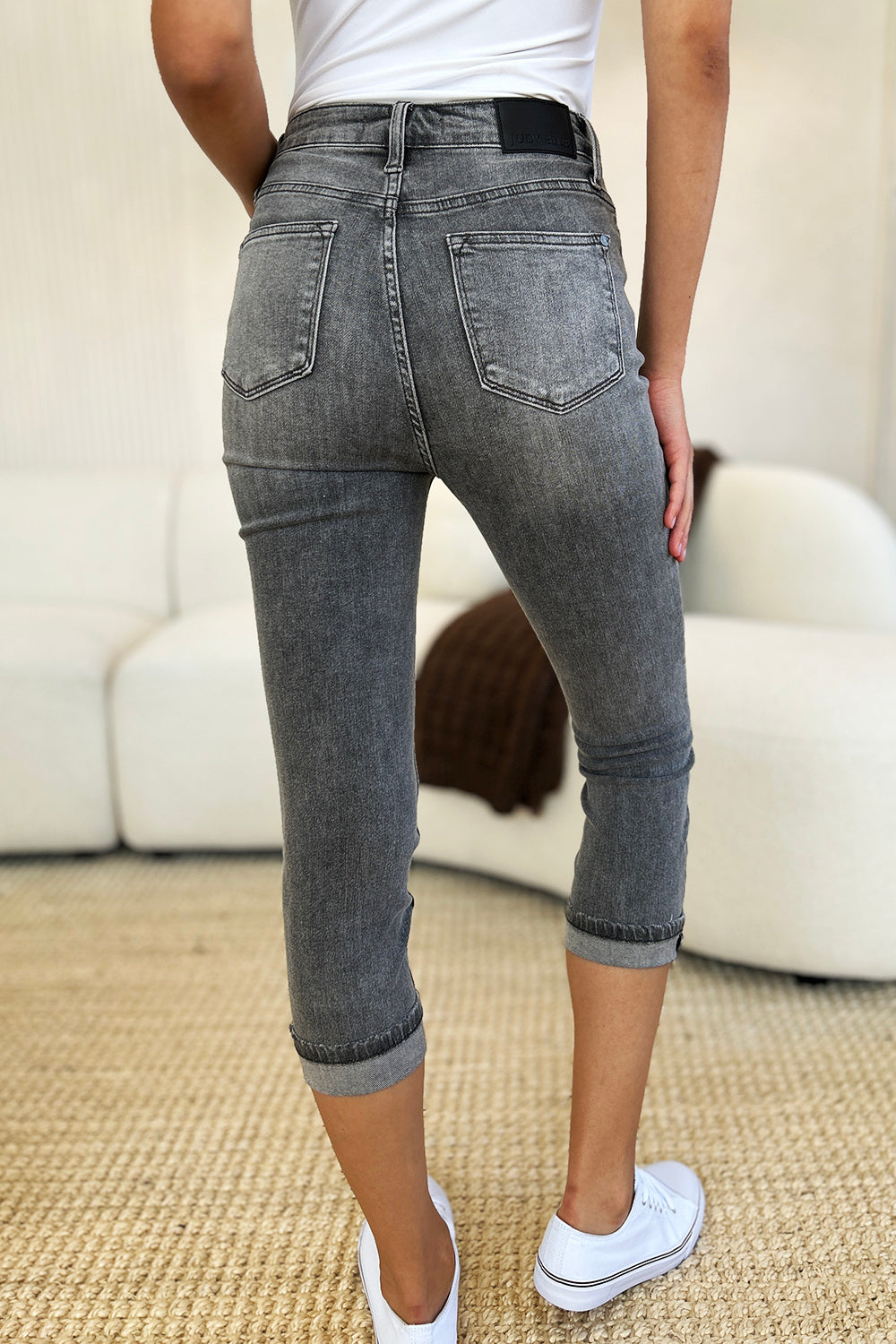 Judy Blue Button Fly High Waist Cuffed Capris #78110