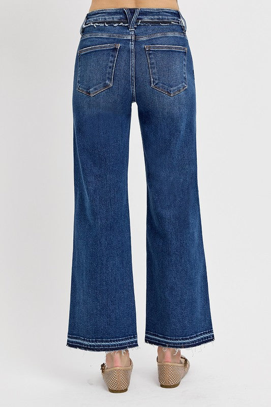 RISEN High Rise Tummy Control Ankle Wide Leg Jeans