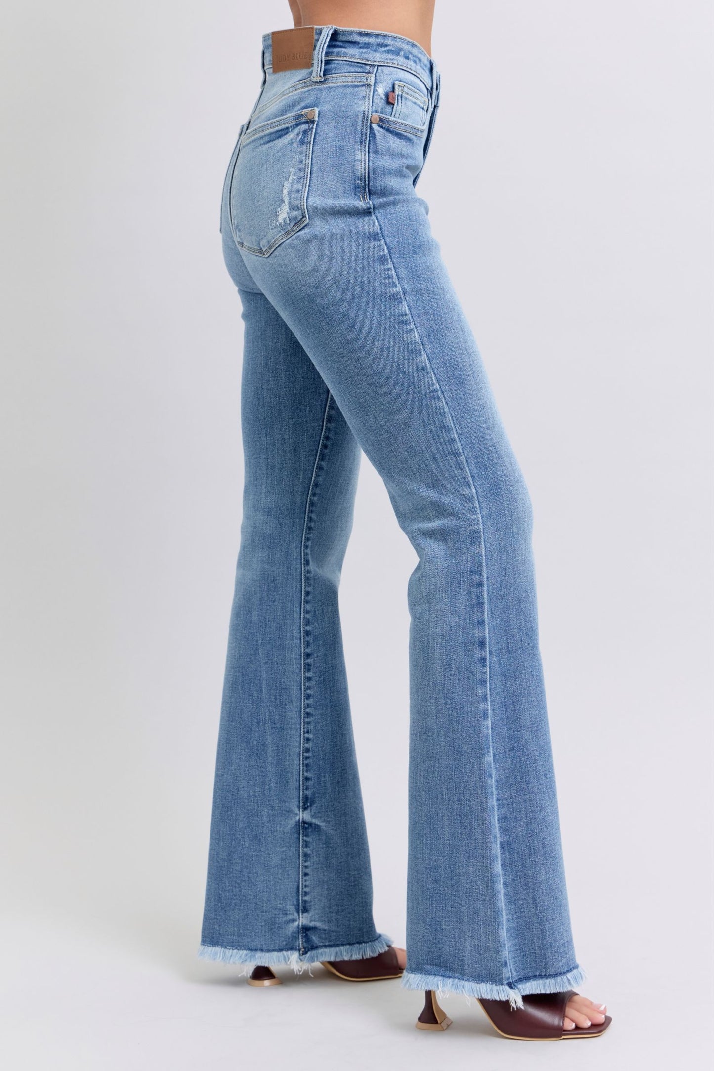Judy Blue High Waist Bootcut with Fray Hem Denim Jeans 82486