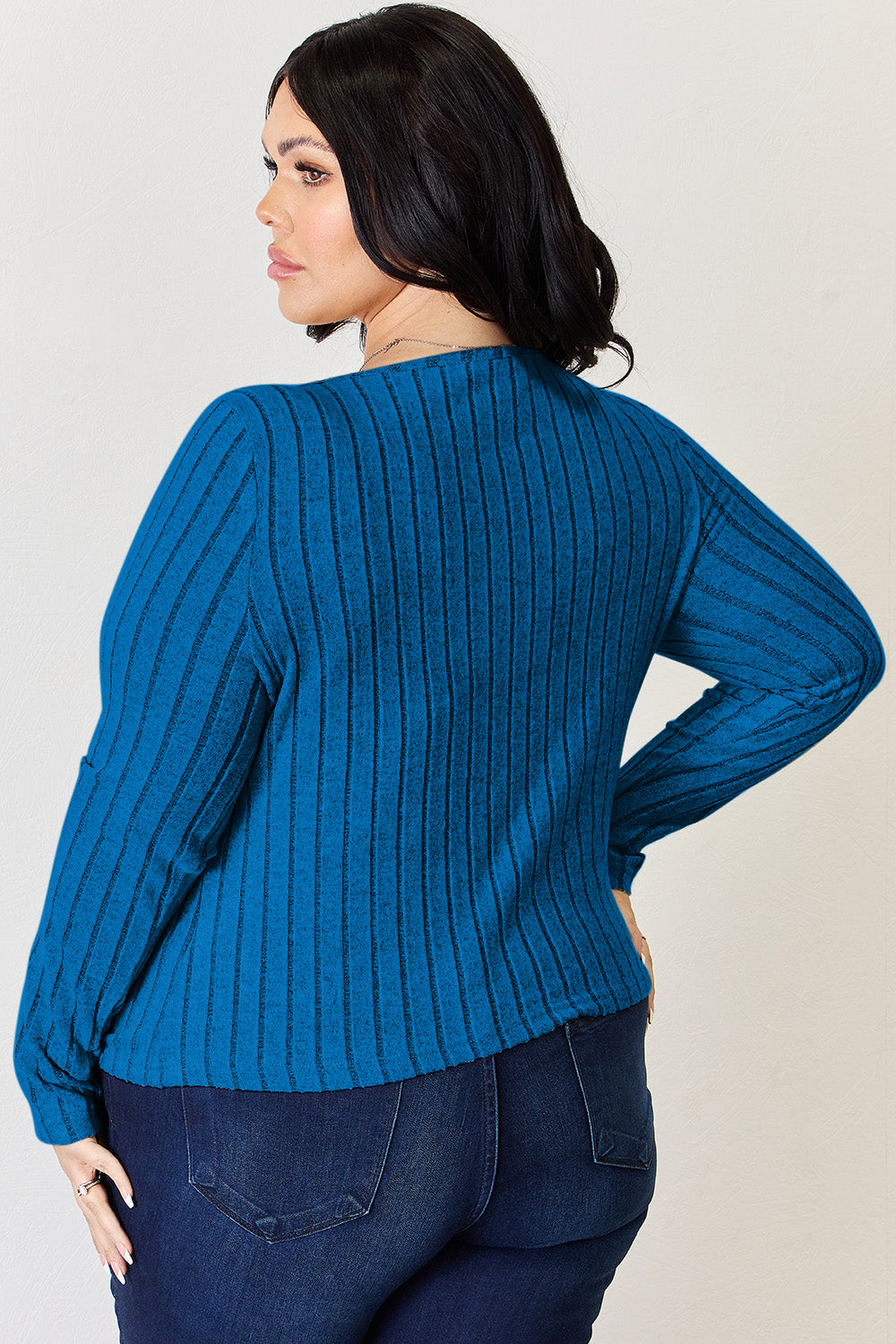 Basic Bae Full Size Scoop Neck Ribbed Long Sleeve Top