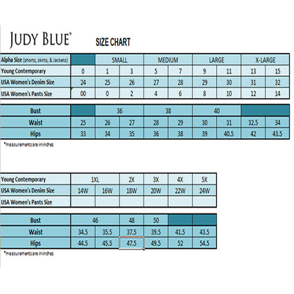 Judy Blue High Waist Tummy Control Back Shield Pockets & Cuff Capri Jeans #78114