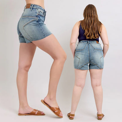 Judy Blue High Waist Star Seam Detail Denim Shorts 150322