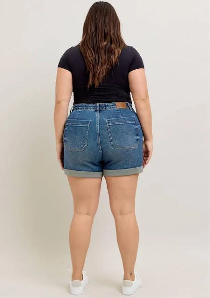 Judy Blue High Waist Cuff Jogger Denim Shorts #150343