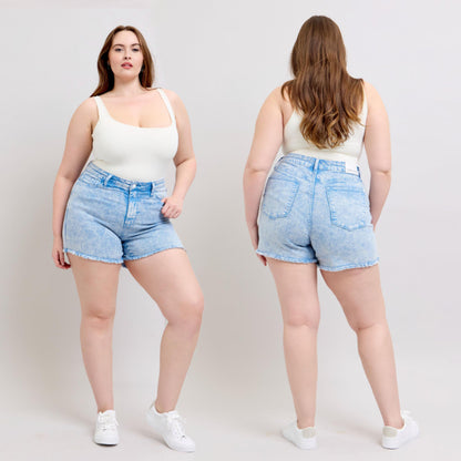 Judy Blue Mid Rise Garment Dyed Denim Shorts #150348