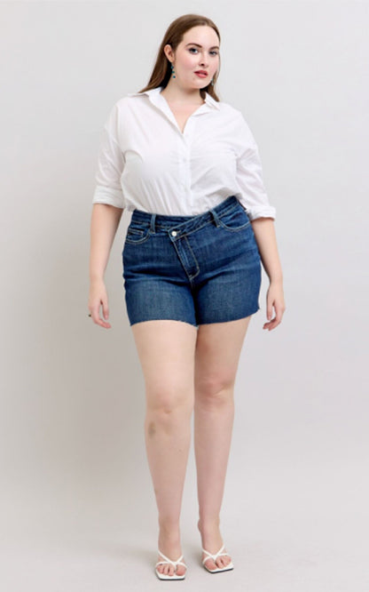Judy Blue High Waist Criss Cross Waistband Denim Shorts 150349