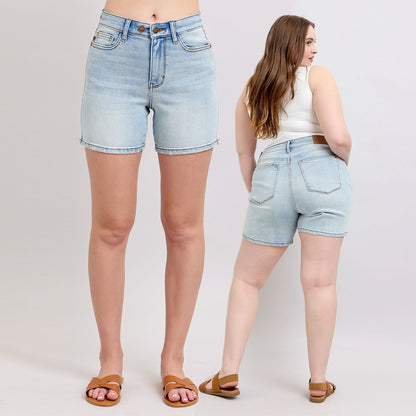 Judy Blue 2 Button Mid Length Dad Denim Shorts #152100