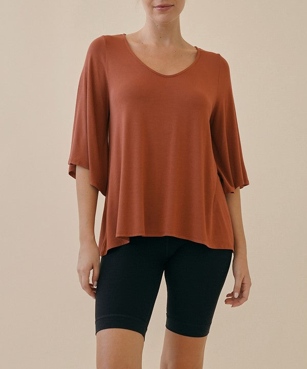 Studio Ko Super Soft Organic Bamboo Flare Sleeve Top