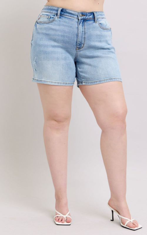 Judy Blue Mid Rise Vintage Wash Dad Shorts #15295