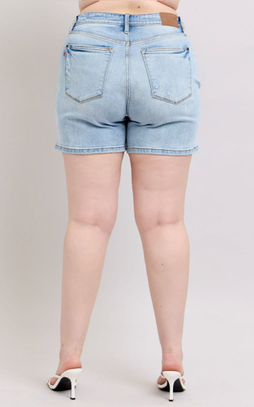 Judy Blue Mid Rise Vintage Wash Dad Shorts #15295