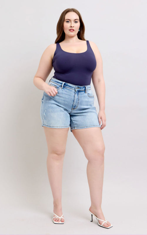 Judy Blue Mid Rise Vintage Wash Dad Shorts #15295