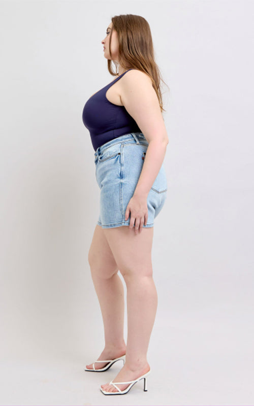 Judy Blue Mid Rise Vintage Wash Dad Shorts #15295