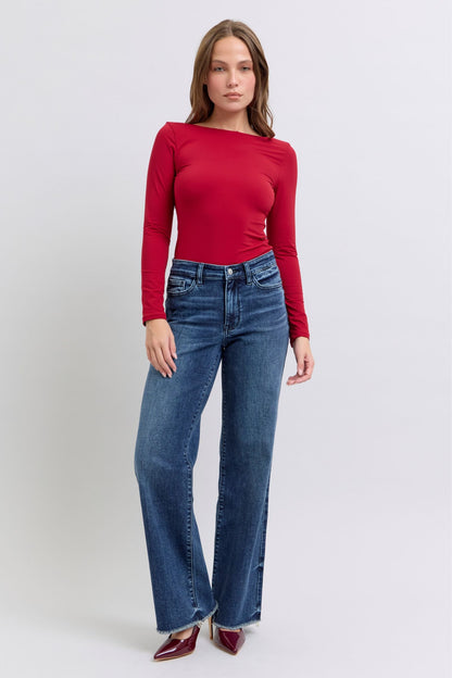 Judy Blue Mid Rise Wide Leg with Tint Denim Jeans 82640