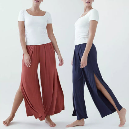 Studio Ko Organic Bamboo Jacky Wide Leg with Slit Ankle Length Pants