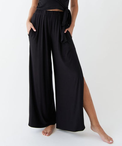 Studio Ko Organic Bamboo Jacky Wide Leg with Slit Ankle Length Pants
