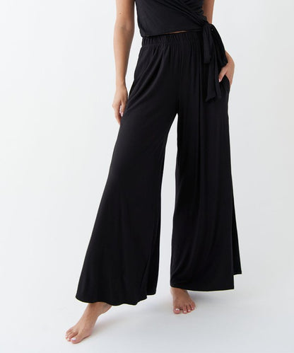 Studio Ko Organic Bamboo Jacky Wide Leg with Slit Ankle Length Pants