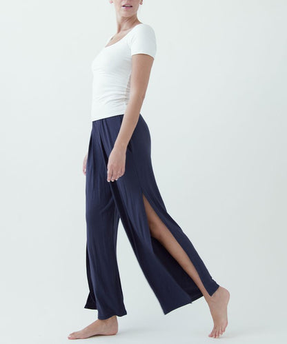 Studio Ko Organic Bamboo Jacky Wide Leg with Slit Ankle Length Pants