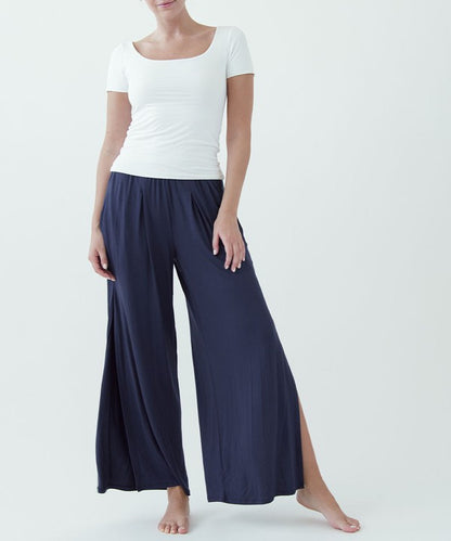 Studio Ko Organic Bamboo Jacky Wide Leg with Slit Ankle Length Pants