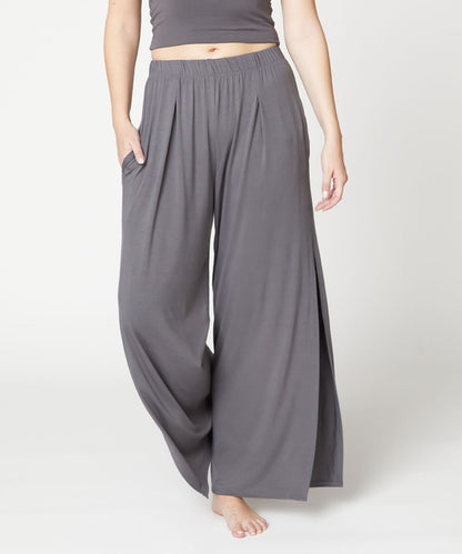 Studio Ko Organic Bamboo Jacky Wide Leg with Slit Ankle Length Pants