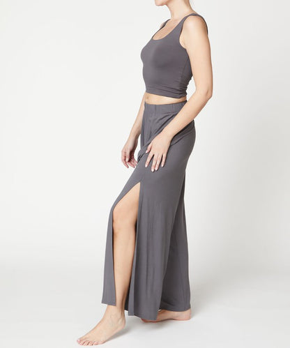 Studio Ko Organic Bamboo Jacky Wide Leg with Slit Ankle Length Pants