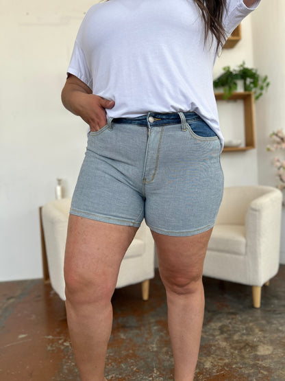 Judy Blue High Waist Color Block Denim Shorts #15256