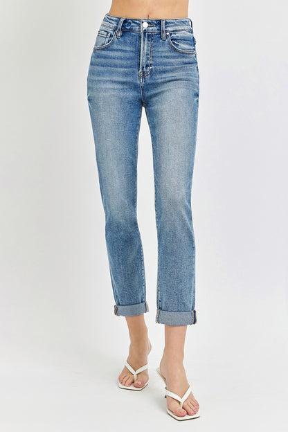 Risen High Rise Ankle Skinny Roll Up Jeans RDP5772