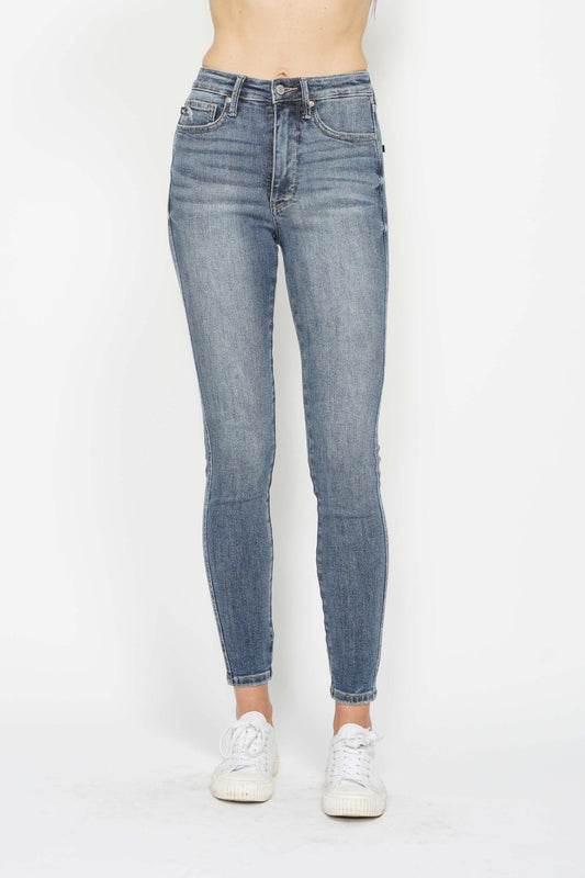 Judy Blue High Waist Tummy Control Contrast Wash Skinny Denim Jeans #88767