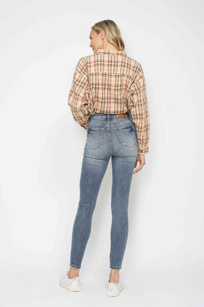 Judy Blue High Waist Tummy Control Contrast Wash Skinny Denim Jeans #88767