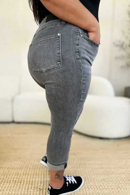 Judy Blue Button Fly High Waist Cuffed Capris #78110