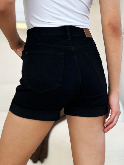 Judy Blue High Waist Tummy Control Cuffed Denim Shorts 150237