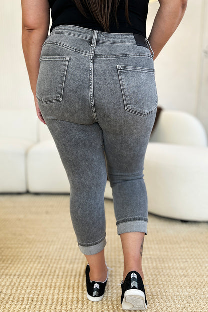 Judy Blue Button Fly High Waist Cuffed Capris #78110
