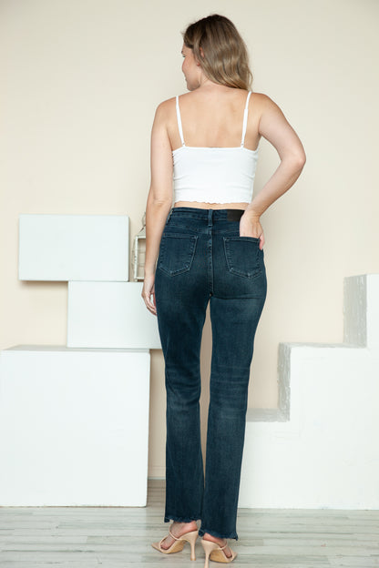 Judy Blue High Waist Button Fly Destroy Hem Straight Leg Jeans #88912