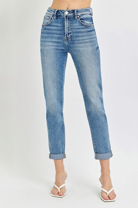 Risen High Rise Ankle Skinny Roll Up Jeans RDP5772